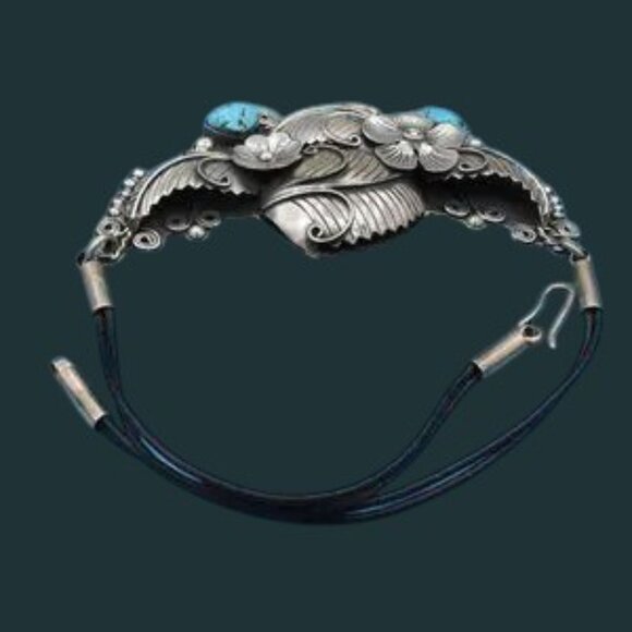 Vintage Handcrafted Sterling Silver Turquoise CII Mexico 925 Necklace - Picture 4 of 6